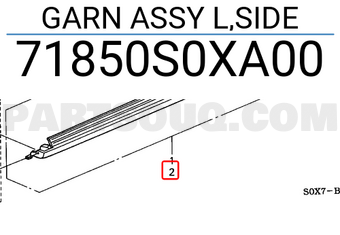Honda 71850S0XA00 GARN ASSY L,SIDE
