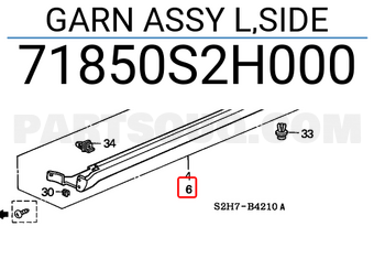 Honda 71850S2H000 GARN ASSY L,SIDE