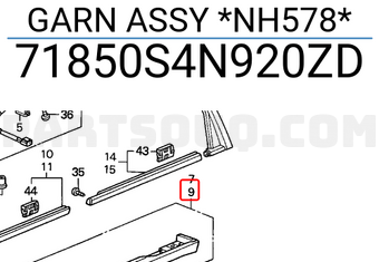 Honda 71850S4N920ZD GARN ASSY *NH578*