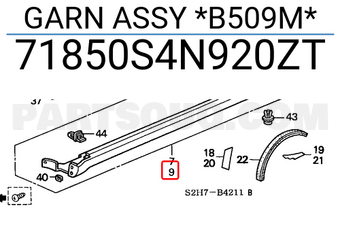 Honda 71850S4N920ZT GARN ASSY *B509M*