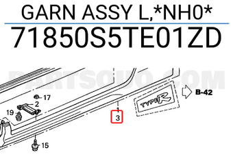 Honda 71850S5TE01ZD GARN ASSY L,*NH0*