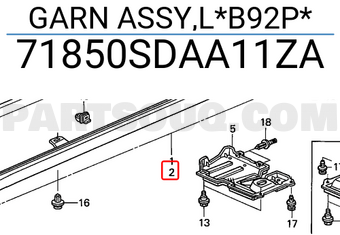 Honda 71850SDAA11ZA GARN ASSY,L*B92P*