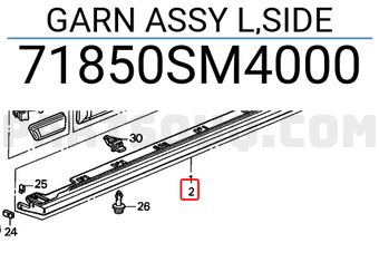 Honda 71850SM4000 GARN ASSY L,SIDE