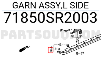 Honda 71850SR2003 GARN ASSY,L SIDE