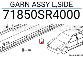 Honda 71850SR4000 GARN ASSY L,SIDE