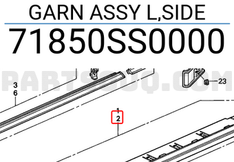 Honda 71850SS0000 GARN ASSY L,SIDE