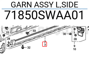 Honda 71850SWAA01 GARN ASSY L,SIDE