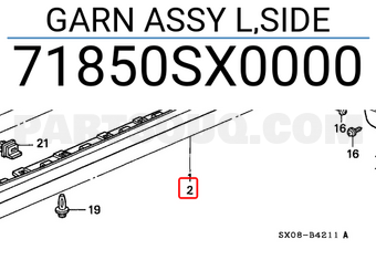 Honda 71850SX0000 GARN ASSY L,SIDE
