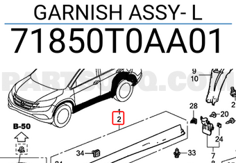 Honda 71850T0AA01 GARNISH ASSY- L