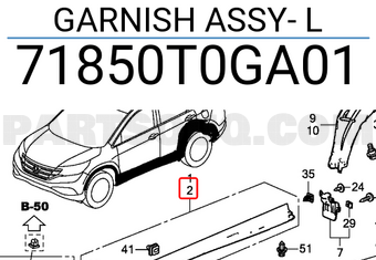 Honda 71850T0GA01 GARNISH ASSY- L