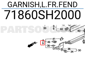 Honda 71860SH2000 GARNISH,L.FR.FEND