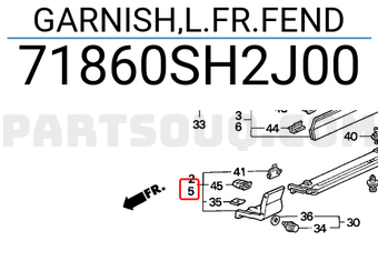 Honda 71860SH2J00 GARNISH,L.FR.FEND