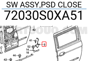 Honda 72030S0XA51 SW ASSY,PSD CLOSE