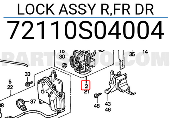 Honda 72110S04004 LOCK ASSY R,FR DR