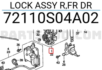 Honda 72110S04A02 LOCK ASSY R,FR DR