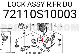 Honda 72110S10003 LOCK ASSY R,FR DO
