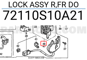 Honda 72110S10A21 LOCK ASSY R,FR DO