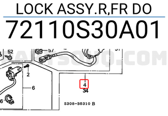 Honda 72110S30A01 LOCK ASSY.R,FR DO