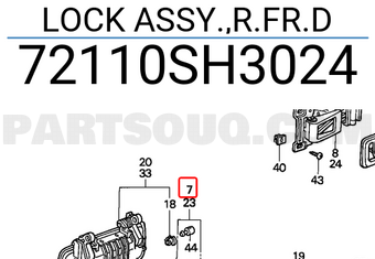 Honda 72110SH3024 LOCK ASSY.,R.FR.D