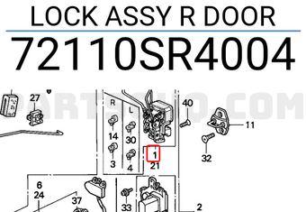 Honda 72110SR4004 LOCK ASSY R DOOR