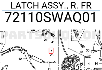 Honda 72110SWAQ01 LATCH ASSY., R. FR