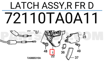 Honda 72110TA0A11 LATCH ASSY,R FR D