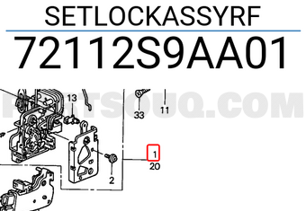 Honda 72112S9AA01 SETLOCKASSYRF
