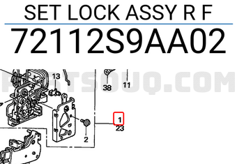Honda 72112S9AA02 SET LOCK ASSY R F