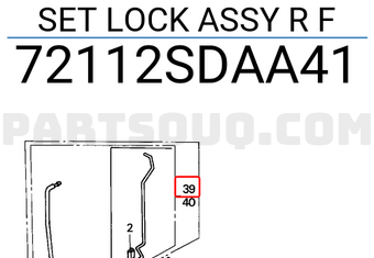 Honda 72112SDAA41 SET LOCK ASSY R F