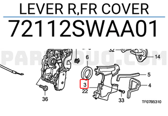 Honda 72112SWAA01 LEVER R,FR COVER