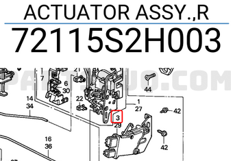 Honda 72115S2H003 ACTUATOR ASSY.,R
