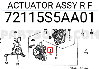 Honda 72115S5AA01 ACTUATOR ASSY R F
