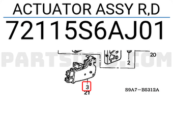 Honda 72115S6AJ01 ACTUATOR ASSY R,D