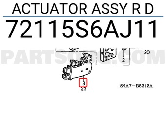 Honda 72115S6AJ11 ACTUATOR ASSY R D