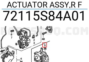 Honda 72115S84A01 ACTUATOR ASSY,R F