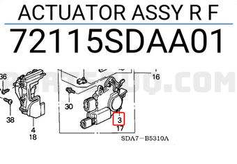 Honda 72115SDAA01 ACTUATOR ASSY R F