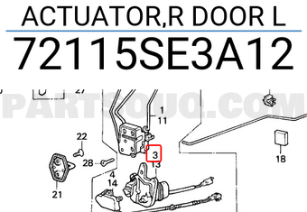Honda 72115SE3A12 ACTUATOR,R DOOR L