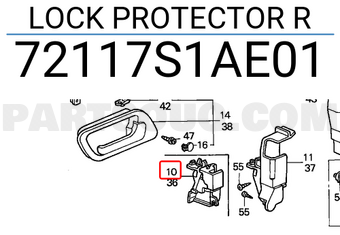 Honda 72117S1AE01 LOCK PROTECTOR R