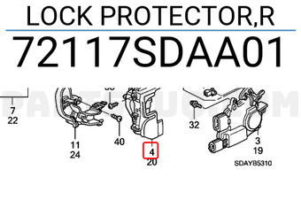 Honda 72117SDAA01 LOCK PROTECTOR,R