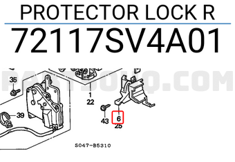 Honda 72117SV4A01 PROTECTOR LOCK R