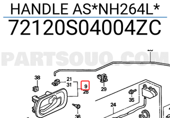 Honda 72120S04004ZC HANDLE AS*NH264L*