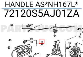 Honda 72120S5AJ01ZA HANDLE AS*NH167L*