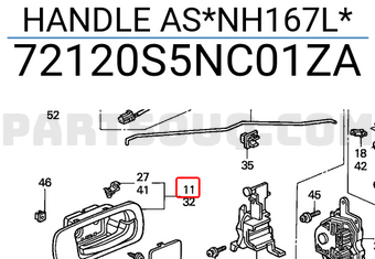 Honda 72120S5NC01ZA HANDLE AS*NH167L*