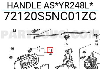 Honda 72120S5NC01ZC HANDLE AS*YR248L*