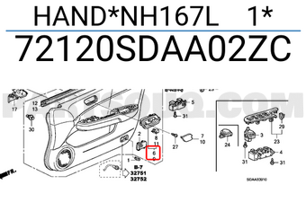 Honda 72120SDAA02ZC HAND*NH167L 1*