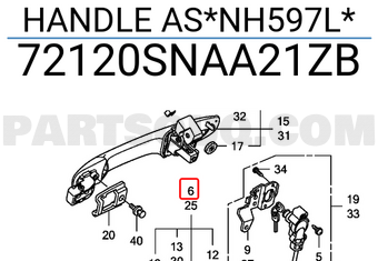Honda 72120SNAA21ZB HANDLE AS*NH597L*