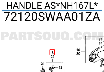 Honda 72120SWAA01ZA HANDLE AS*NH167L*