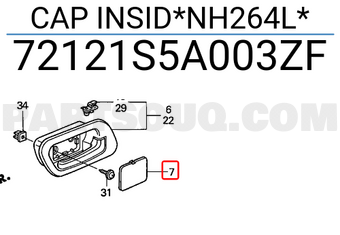 Honda 72121S5A003ZF CAP INSID*NH264L*