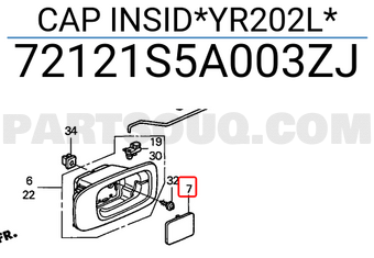 Honda 72121S5A003ZJ CAP INSID*YR202L*