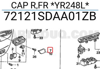 Honda 72121SDAA01ZB CAP R,FR *YR248L*